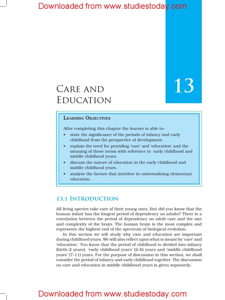 Home Science: Early Childhood Care | PDF | Early Childhood Education ...