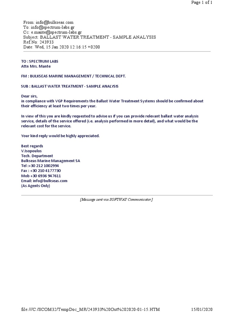 Ballast Water Analysis 20200115 PDF