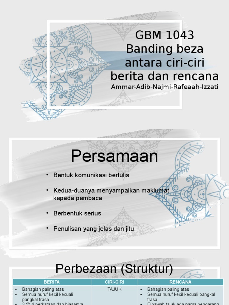 Bezakan Ciri Berita Dan Rencana Pdf