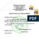 Certificate of Employment Sample