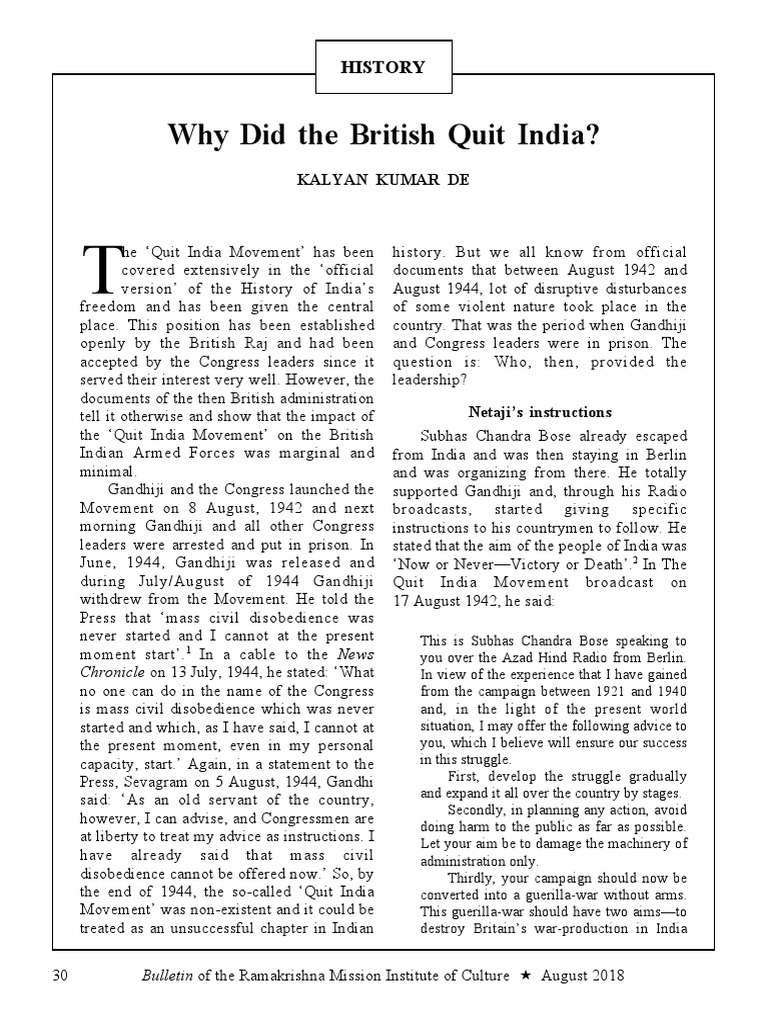Why Did the British Quit India Movement Gain Momentum | PDF | Mahatma ...