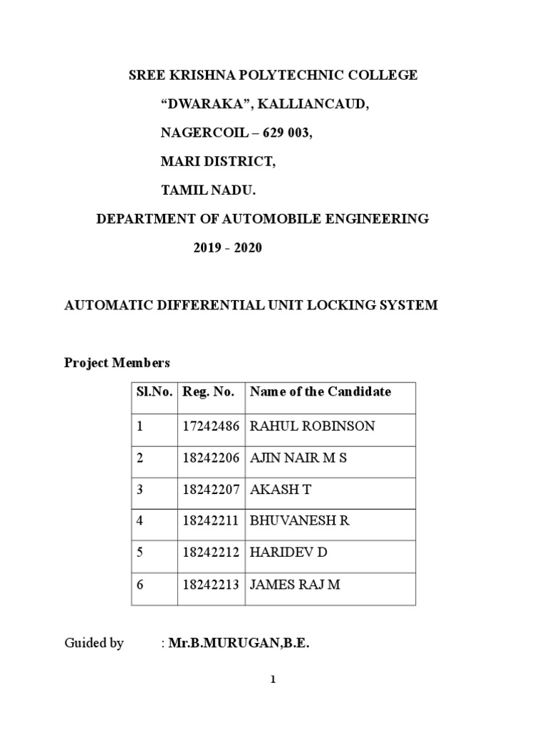 Automatic Differential Unit Locking System Report PDF Four Wheel