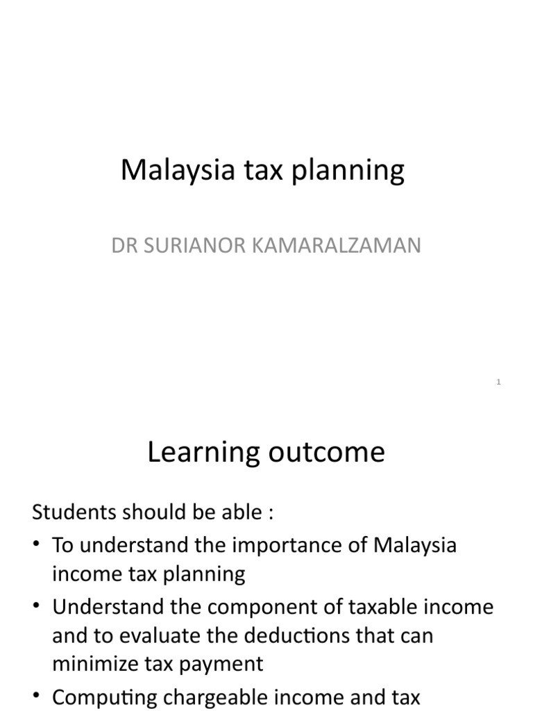 03 Malaysia Tax Planning PDF Tax Deduction Taxes