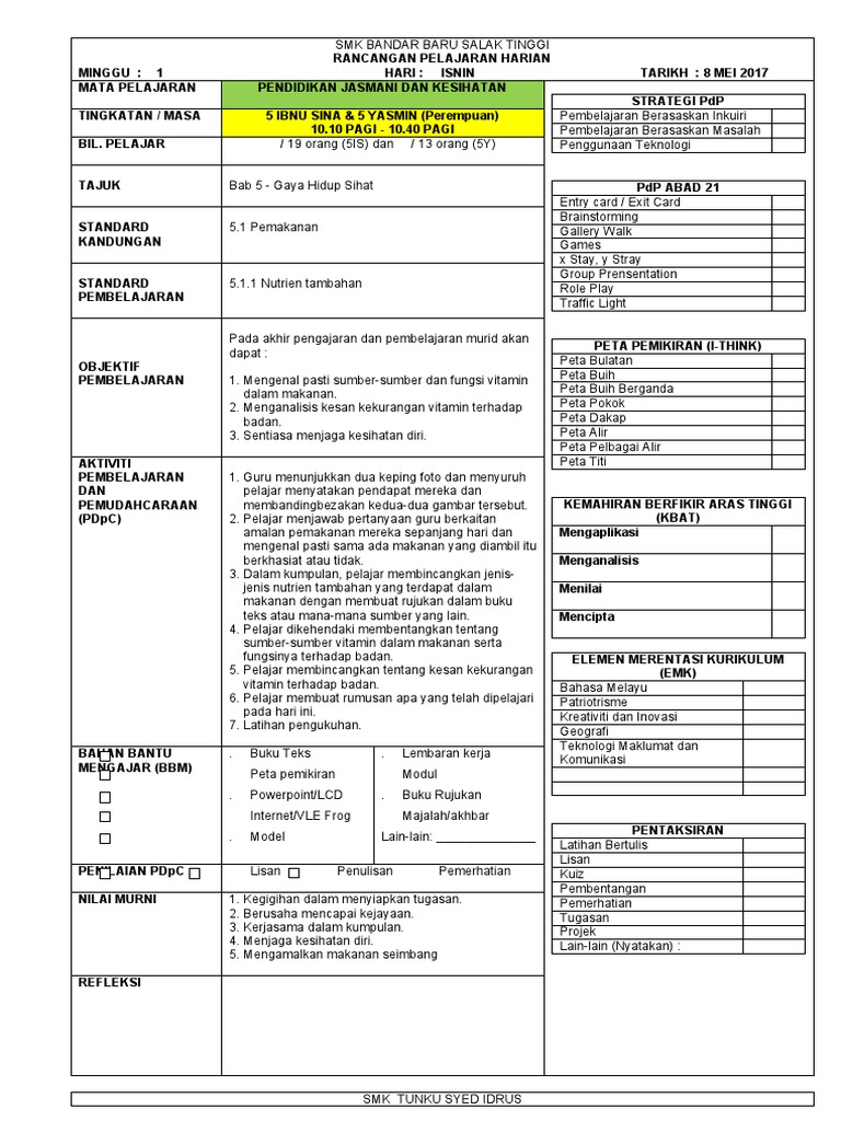 Rph Pjpk Tingkatan 1