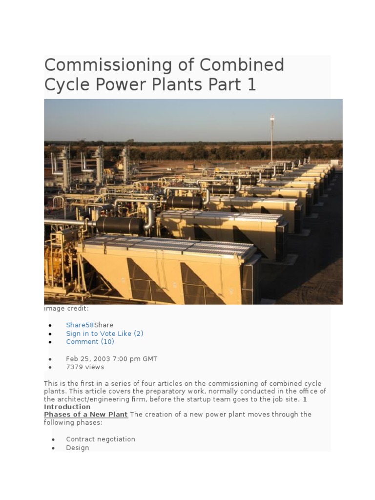 Commissioning Combined Cycle Power Plants | PDF | Electrical Substation ...