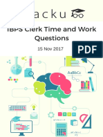 IBPS Clerk Time and Work Questions Mock Solved