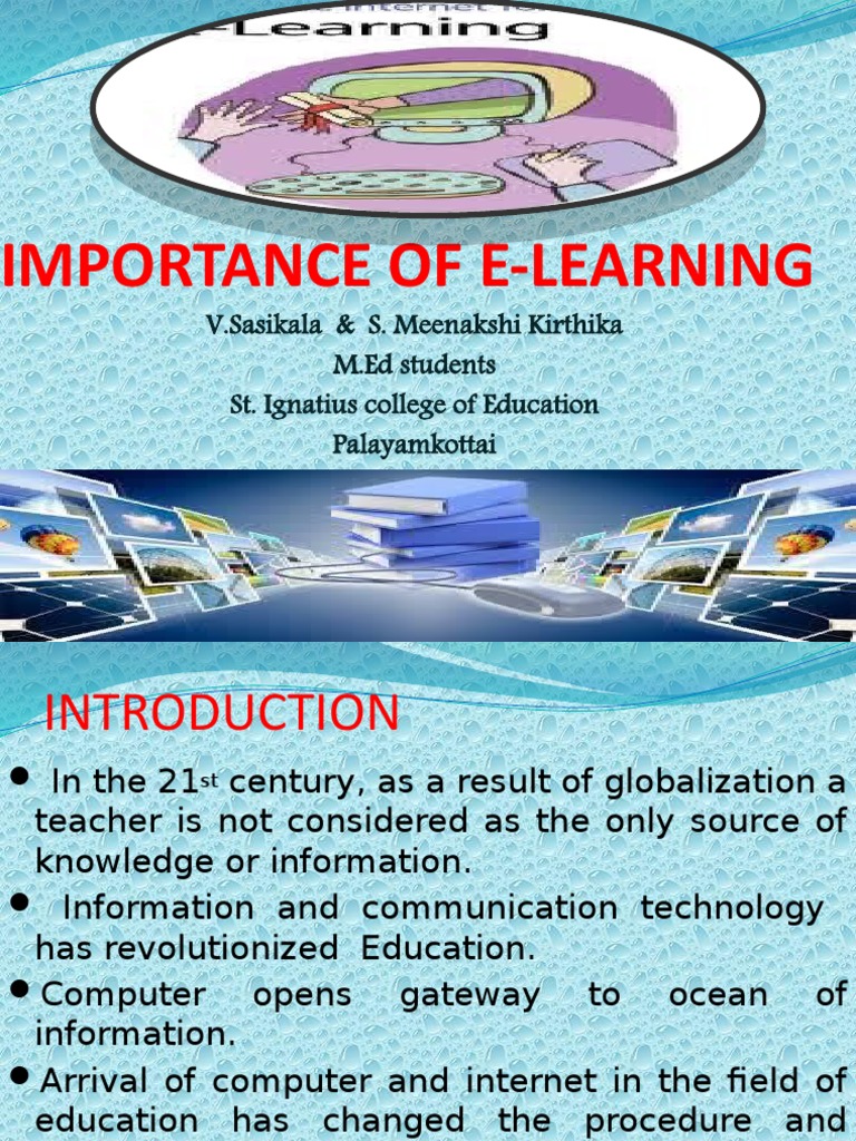 Importance of ELearning PDF Educational Technology Teachers