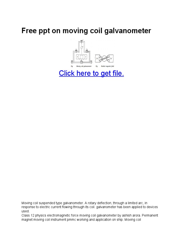 Moving Coil Galvanometer Overview | PDF | Electrodynamics | Inductor