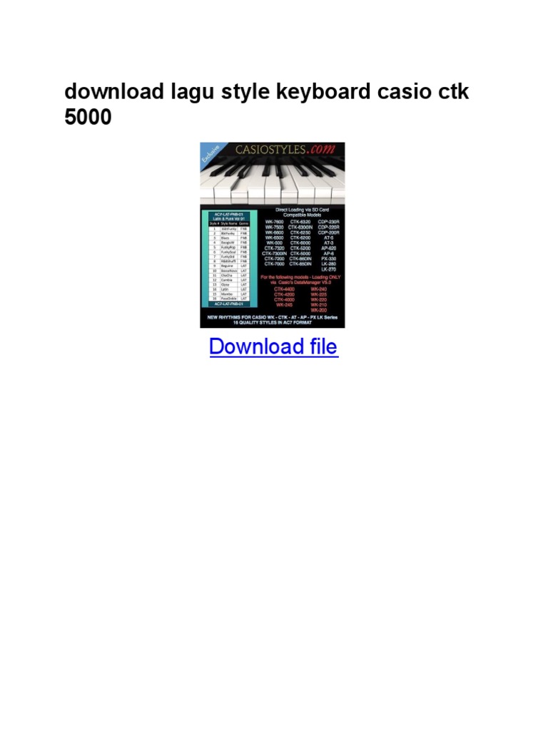 Lagu Style Keyboard Casio CTK 5000 PDF