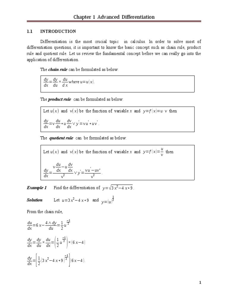 Chap 1 Advanced Differentiation | PDF | Derivative | Area