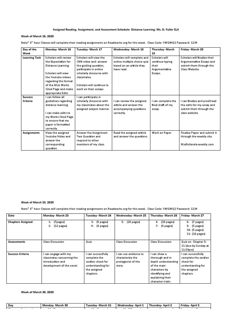 Distance Learning ELA Lesson Plans | PDF | Essays | Lesson Plan