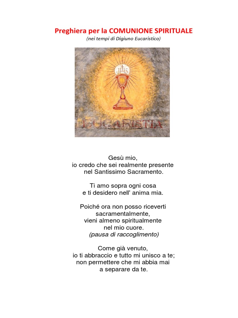 Comunione Spirituale Preghiere Per La Famiglia 2 Preghiera Per La Comunione Spirituale | PDF