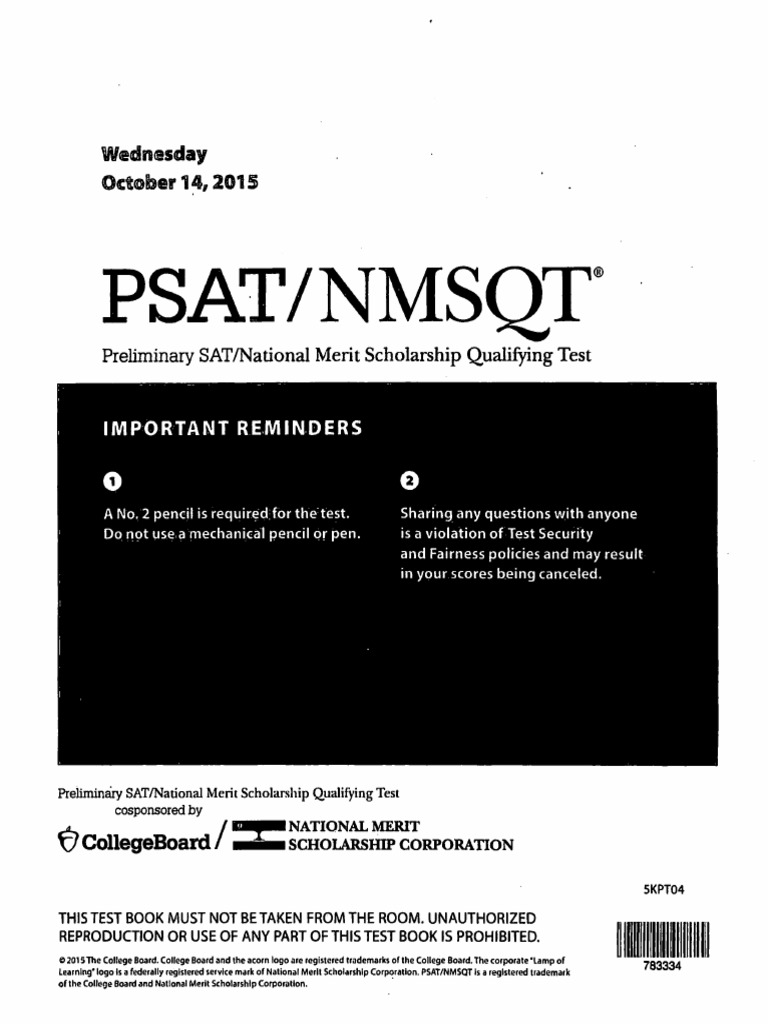Psat Nmsqt 2015 October 14 Wednesday Answers Pdf Psat Nmsqt Dogs