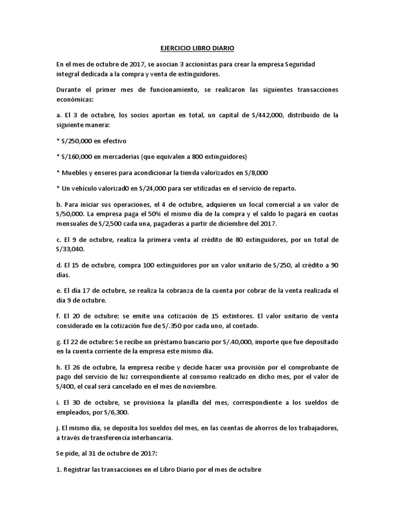 Ejercicio Libro Diario Resuelto Pdf