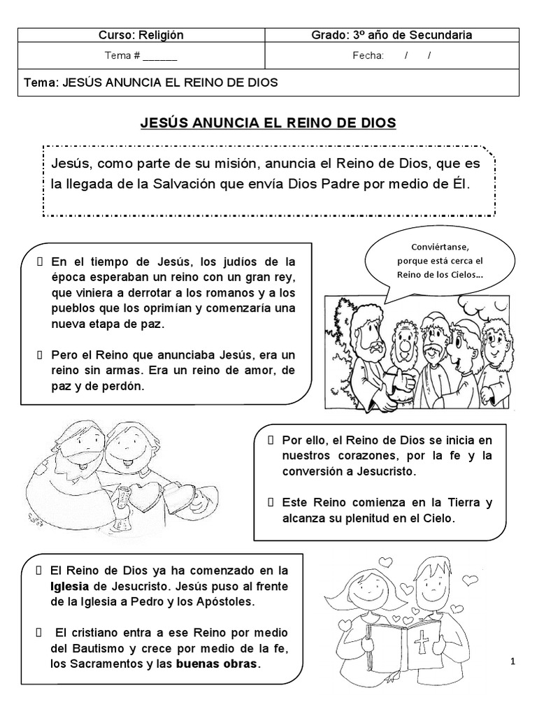 Jesús y el Reino de Dios para Niños | PDF | Reinado y reino de dios ...