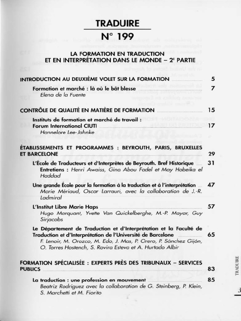 Formation en Traduction et Interprétation | PDF | Traductions | Doctorat
