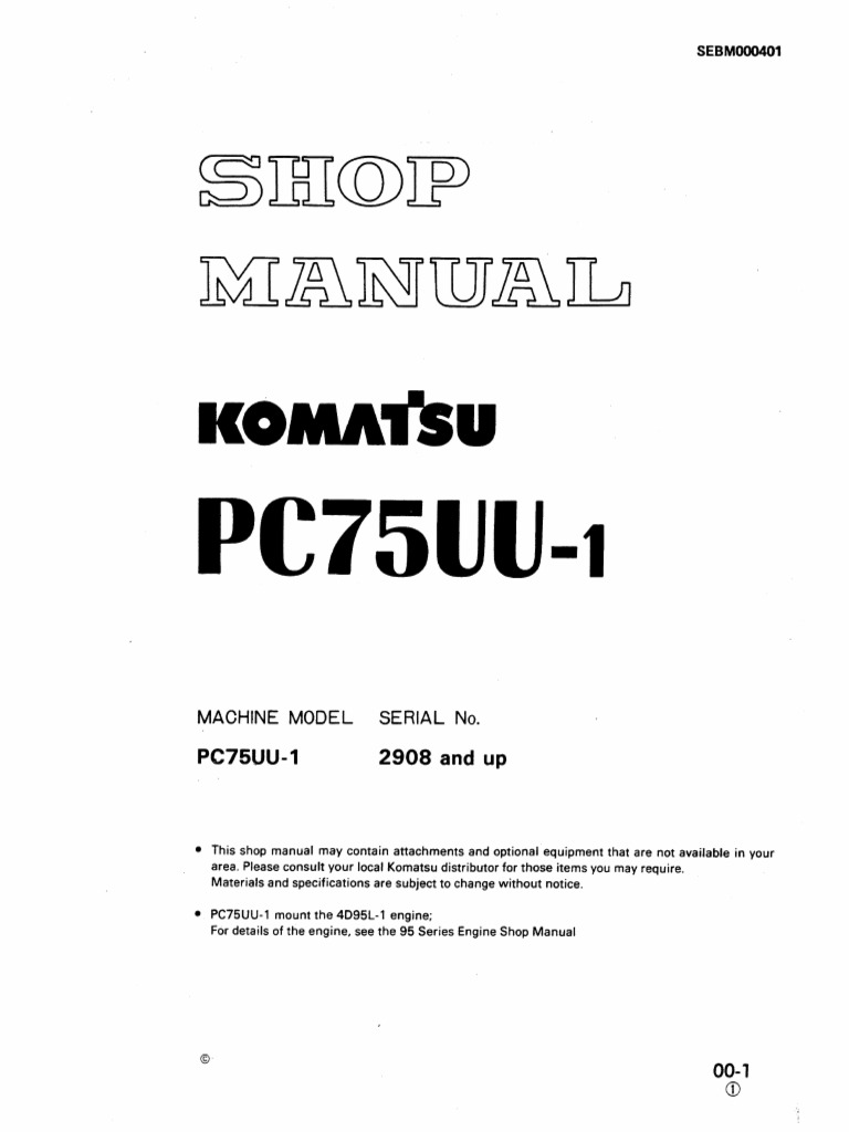 Komatsu PC75UU-1 - 2908 Shop Manual PDF | PDF
