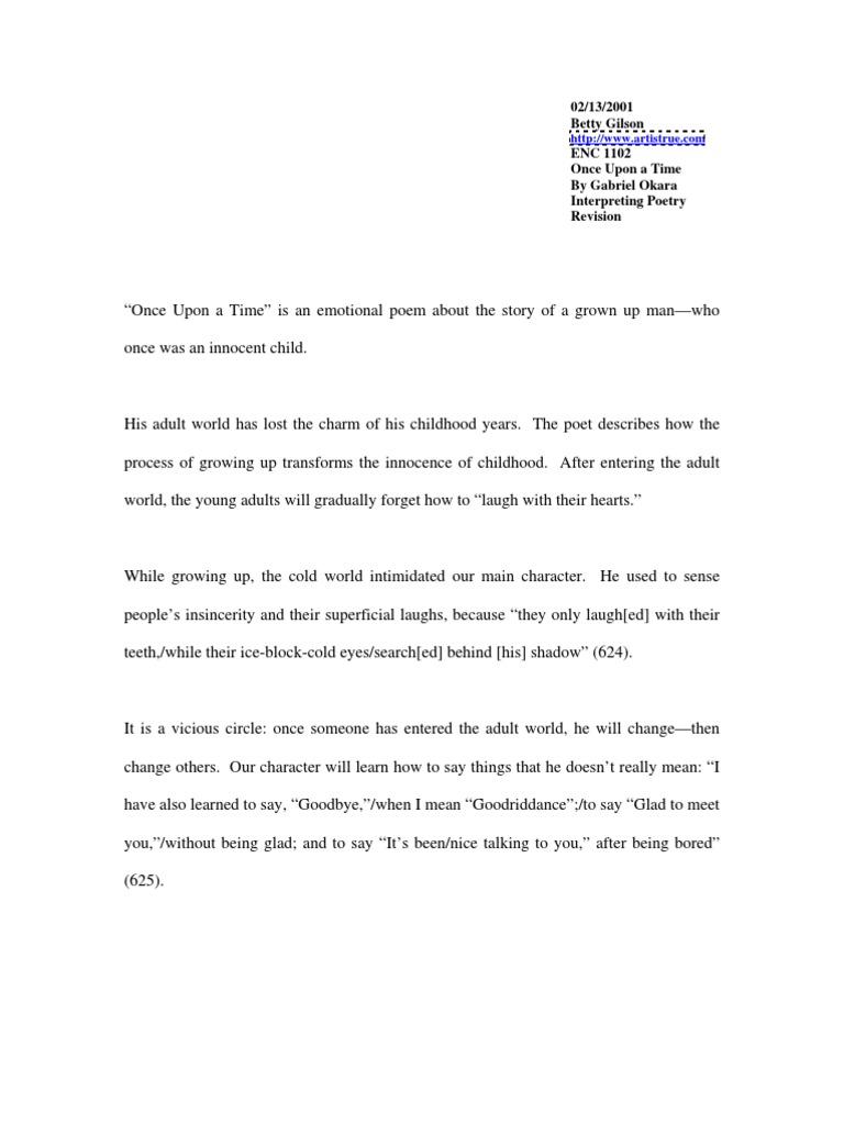 Onceuponatime Gabriel Okara Fiction Literature