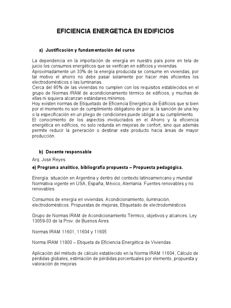 Seminario - Eficiencia Energética en Edificios | PDF | Uso eficiente de ...