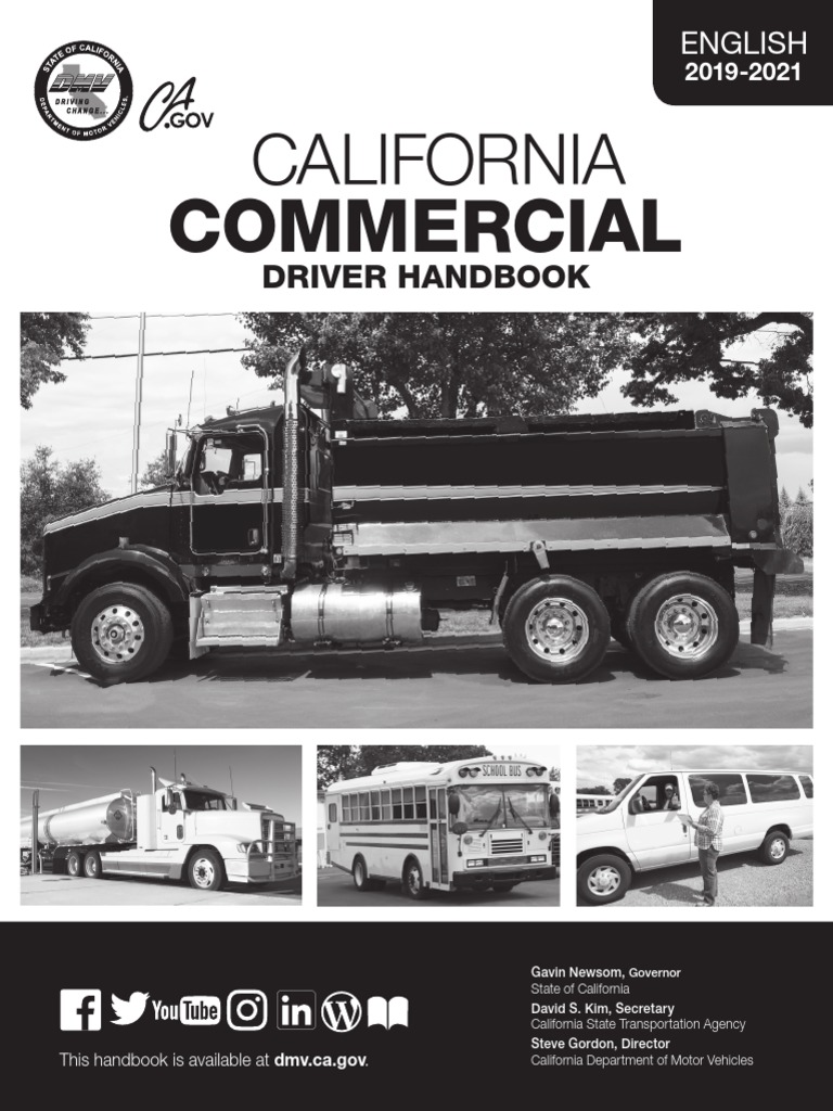 California Commercial Drivers Handbook PDF Driver's License Semi