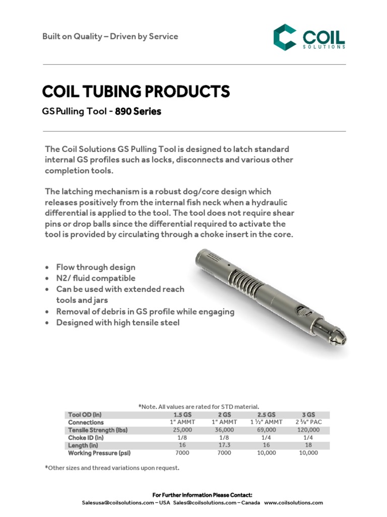 GS Pulling Tool 890 Series Spec PDF