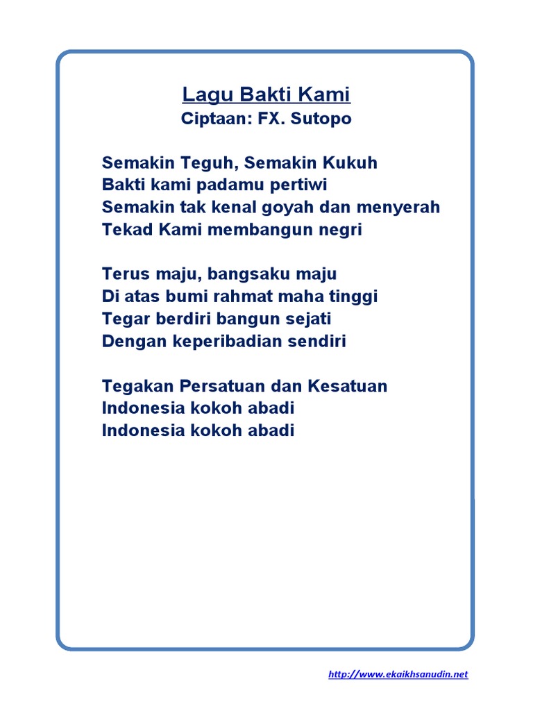 Lirik Lagu Bakti Kami Ciptaan Fx Sutopo Pdf