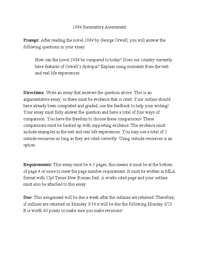 1984 Summative Assessment Pdf