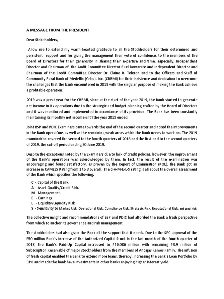 2019 Performance Review of CRBMI | PDF | Internal Audit | Internal Control