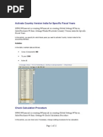 Activate Country Version India For Specific Fiscal Years: Activities