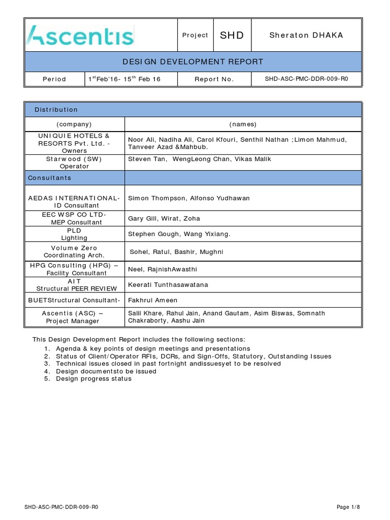 Sheraton Dhaka Design Development Report | PDF | Request For Proposal ...