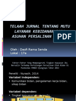 Telaah Jurnal Tentang Mutu Layanan Kebidanan Pada Asuhan