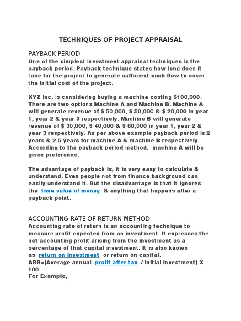 Project Appraisal Techniques Guide | PDF | Net Present Value | Investing
