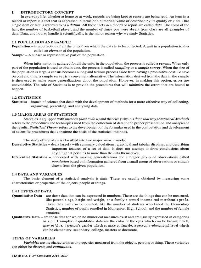 Statistics Hand-Outs (NEW) | PDF | Sampling (Statistics) | Mode ...