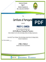 2019 INSET Certificate of Participation Official