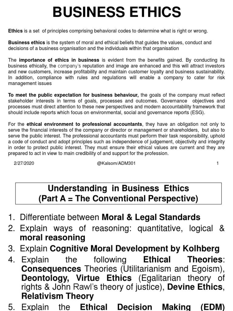 Business Ethics 2 - Moral Reasoning Ethical Theories | PDF | Morality ...