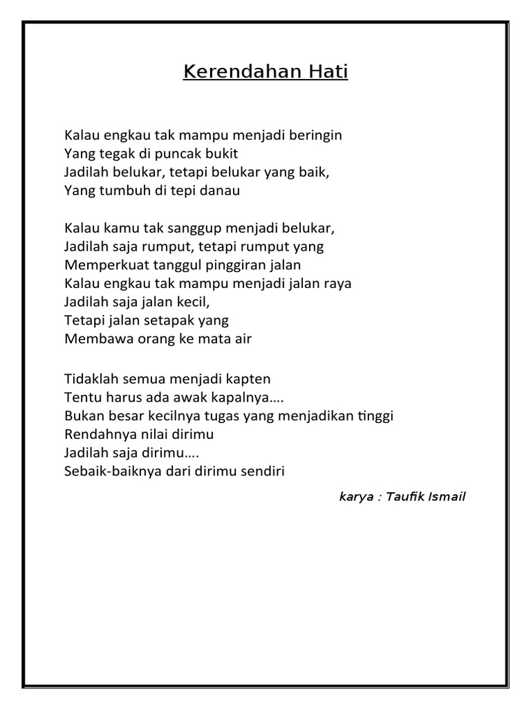 Puisi Kerendahan Hati