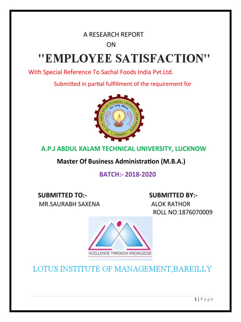 Alok Mba | PDF | Survey Methodology | Job Satisfaction