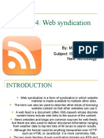Lecture 4: Web Syndication: By: Mr. Abdullah M. Subject: IS Innovation & New Technology