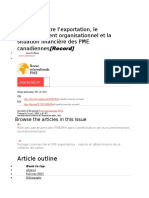 Relations Entre L'exportation, Le Développement Organisationnel Et La Situation Financière Des PME