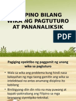 Filipino Bilang Wika NG Pagtuturo at Pananaliksik