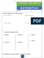 Atividade Números Decimais - Aluno de 6º Ano - Matemática