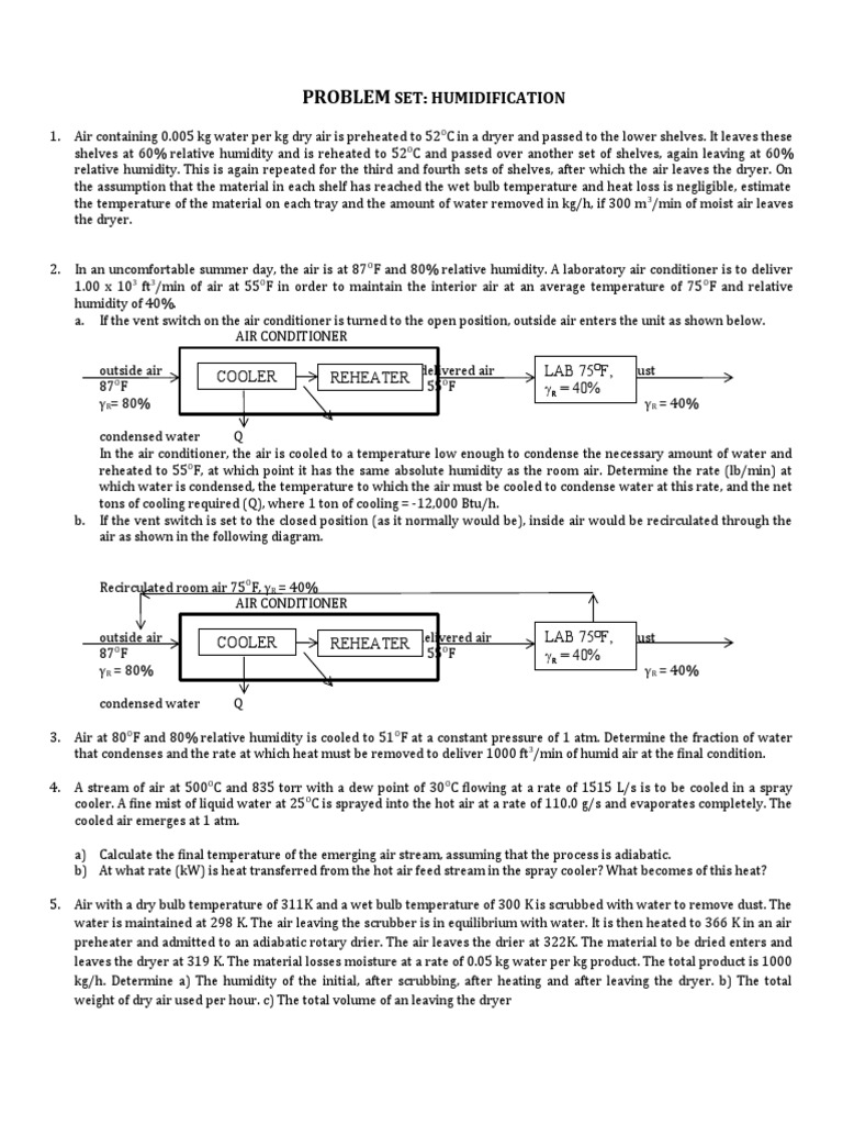 Humidification Problem Set Analysis | PDF | Air Conditioning | Clothes ...