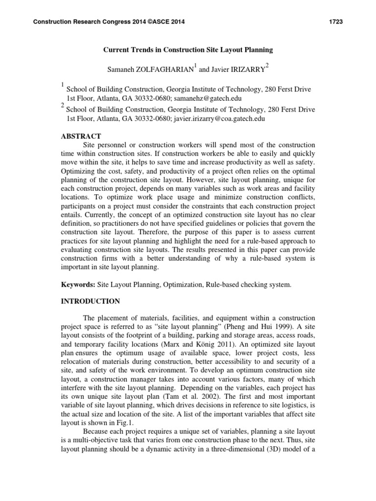 Current Trends in Construction Site Layout Planning PDF Building
