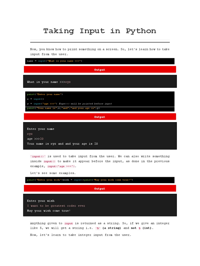 Inputs in Python | PDF | Integer (Computer Science) | Sine