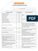 Elementary Reading Assessment