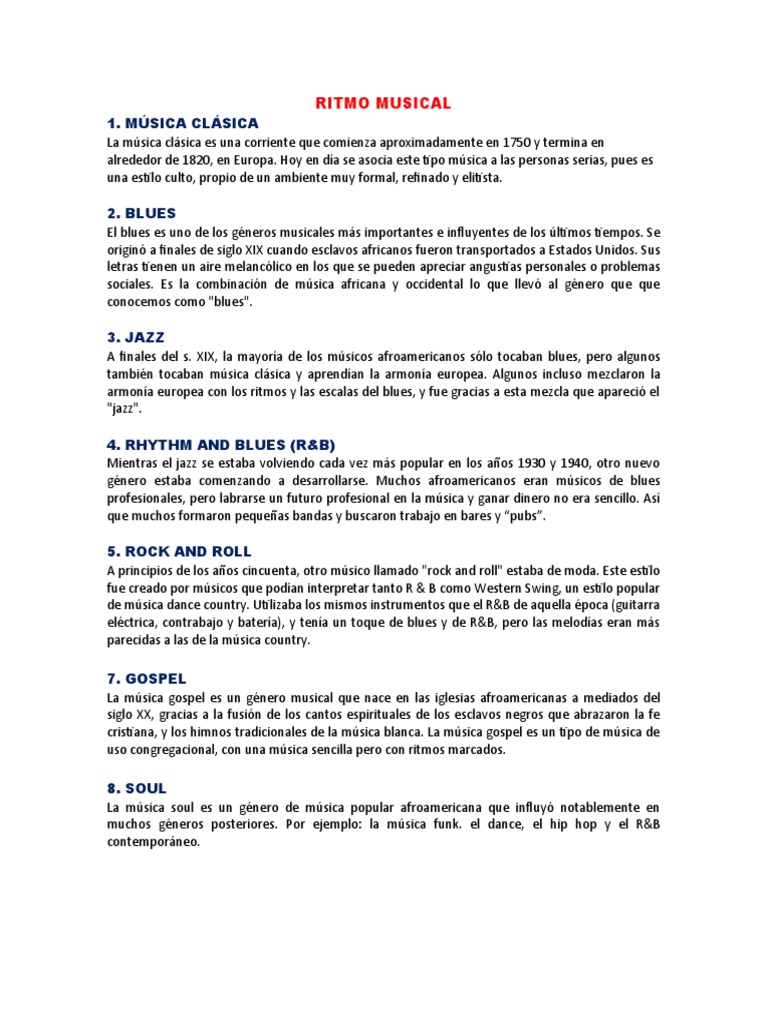 Ritmo Musical Pdf Blues Ritmo Y Blues