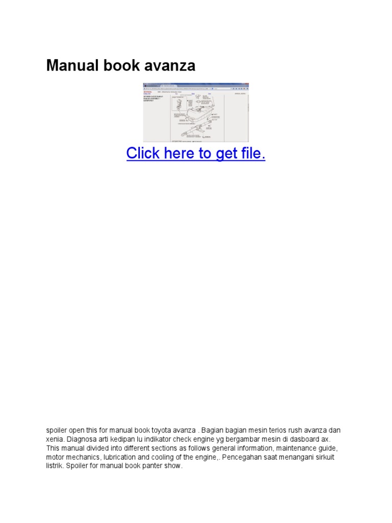 Manual Book Avanza Toyota Vehicle Technology