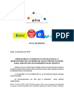 Nota de Prensa Sobre Uso Racional Telecom