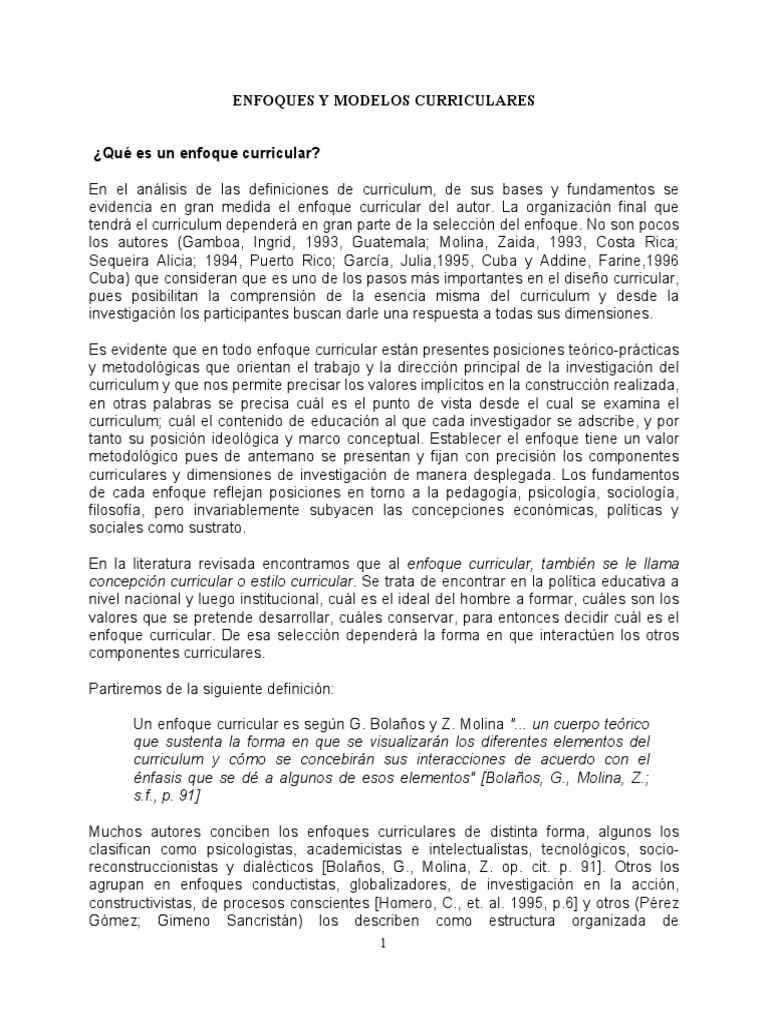 Enfoques y Modelos Curriculares | PDF | Plan de estudios | Aprendizaje