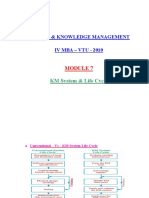Change & Knowledge Management Iv Mba - Vtu - 2010: KM System & Life Cycle